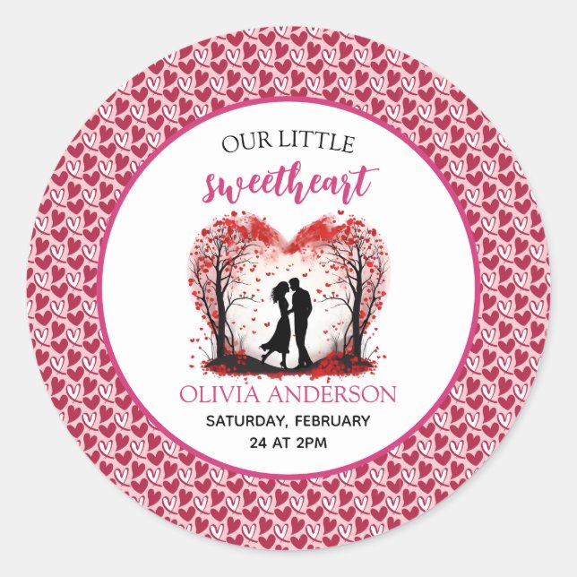A Little Sweetheart Valentine Classic Round Sticker (Front)