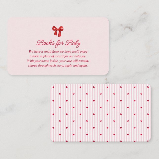 A Little Sweetheart Valentine Coquette Baby Shower Enclosure Card (Front/Back)