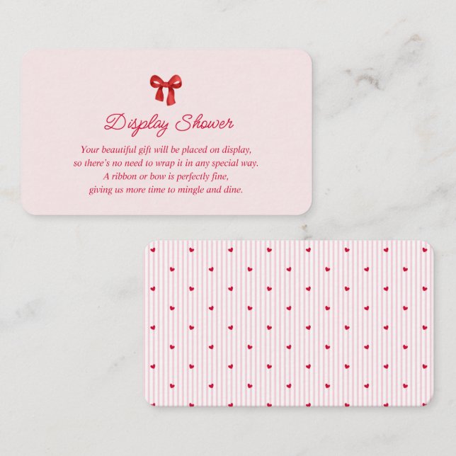 A Little Sweetheart Valentine Coquette Baby Shower Enclosure Card (Front/Back)