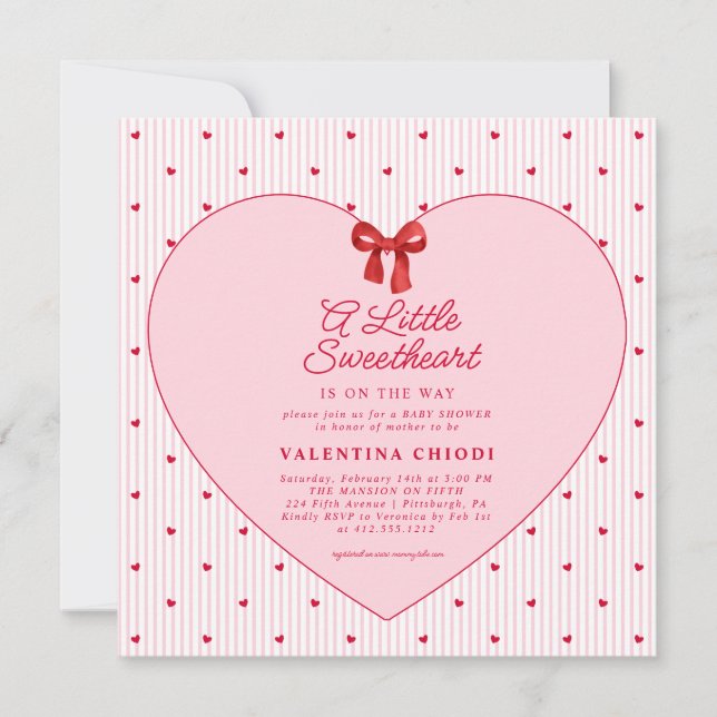 A Little Sweetheart Valentine Coquette Baby Shower Invitation (Front)