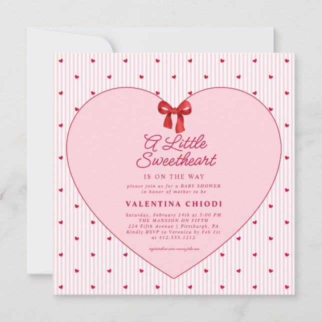 A Little Sweetheart Valentine Coquette Baby Shower Invitation (Front)