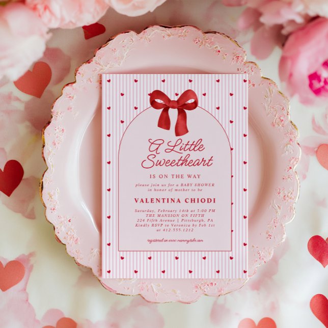 A Little Sweetheart Valentine Coquette Baby Shower Invitation (A Little Sweetheart Baby Shower Invitation )