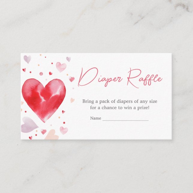 A Little Sweetheart Valentine Diaper Raffle Enclosure Card (Front)