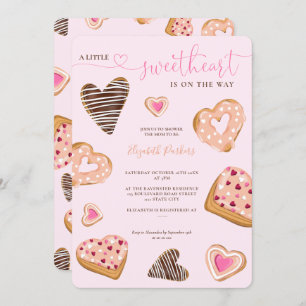 A little sweetheart valentine doughnuts baby showe invitation