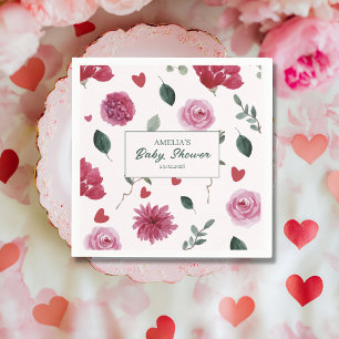 A little sweetheart valentine floral baby shower  napkin