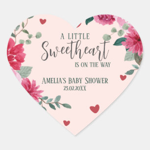 A little sweetheart valentine hearts baby shower heart sticker