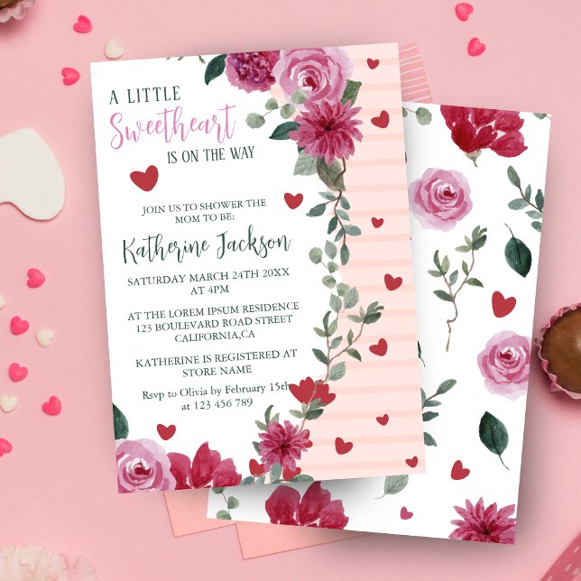 A little sweetheart valentine hearts baby shower  invitation (Creator Uploaded)