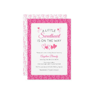 A Little SweetHeart Valentine Hearts Baby Shower Invitation