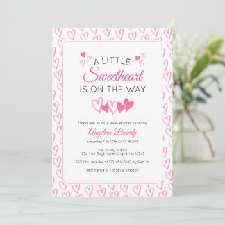 A Little SweetHeart Valentine Hearts Baby Shower Invitation