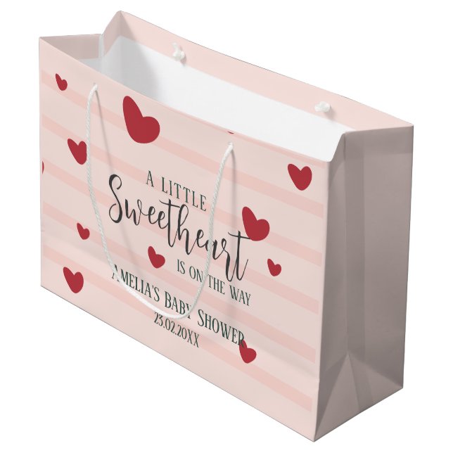 A little sweetheart valentine hearts baby shower  large gift bag (Front Angled)