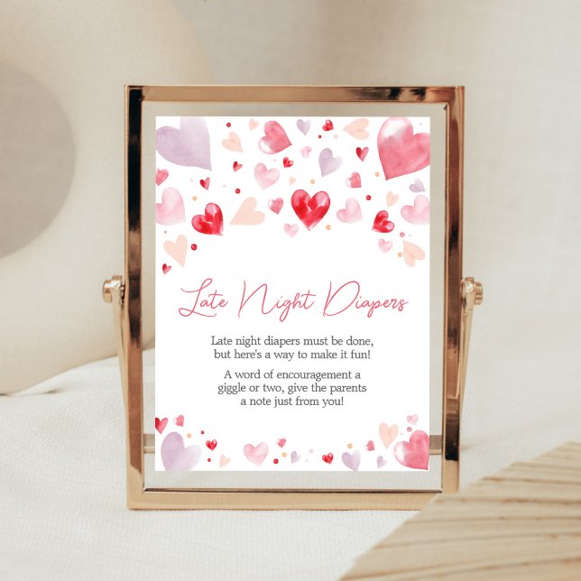 A Little Sweetheart Valentine Late Night Diapers Poster (Sweetheart Baby Shower Late Night Diapers Sign)