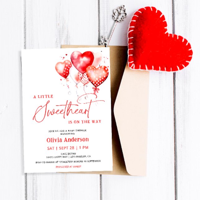 A Little Sweetheart Valentine Modern Baby Shower Invitation (Creator Uploaded)