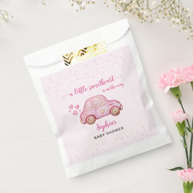A Little Sweetheart Valentine Pink Car Baby Shower Favour Bags (Sealed)