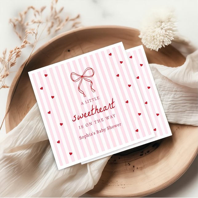 A Little Sweetheart Valentine's Baby Shower Napkin (Creator Uploaded)