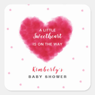 A Little Sweetheart Valentines Baby Shower Square Sticker