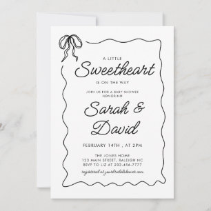 A Little Sweetheart Valentines Bow Baby Shower Invitation