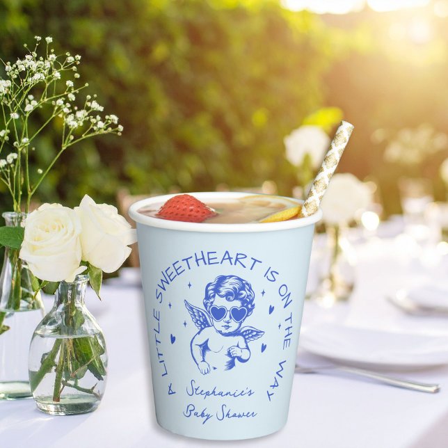 A Little Sweetheart Valentines Boy Baby Shower Paper Cups (Creator Uploaded)