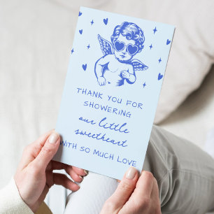 A Little Sweetheart Valentines Boy Baby Shower Thank You Card