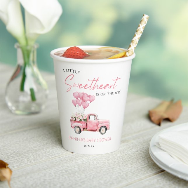 A Little Sweetheart Valentine's Day Baby Shower Paper Cups (Insitu)