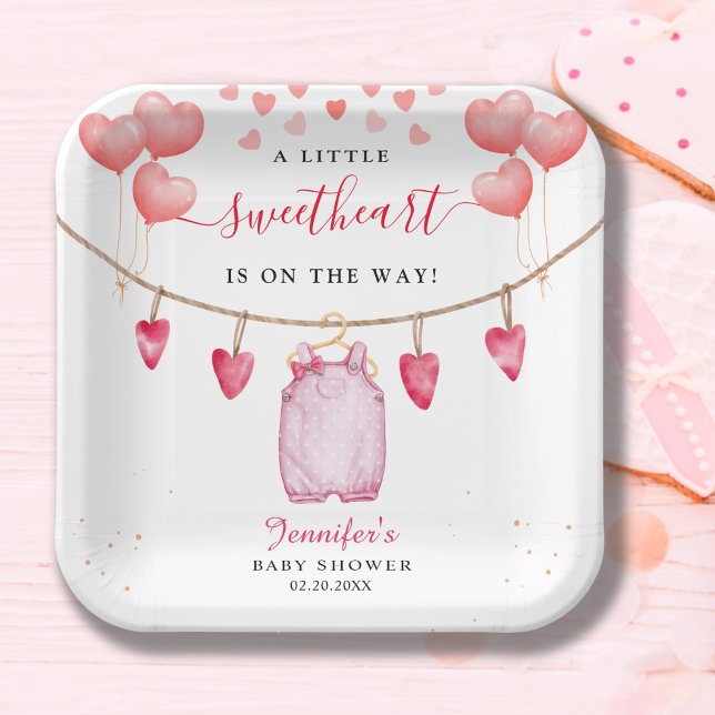 A Little Sweetheart | Valentine's Day Baby Shower  Paper Plate (Creator Uploaded)