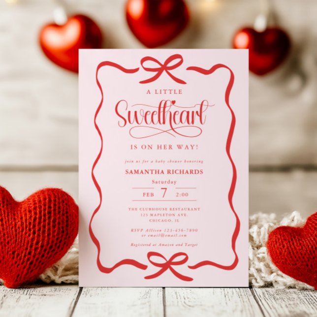 A little sweetheart Valentines girl baby shower Invitation (Creator Uploaded)