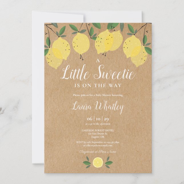 A Little Sweetie Rustic Lemon Baby Shower Invitation (Front)