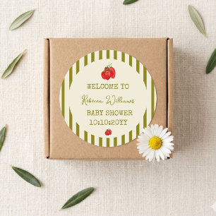 A Little Tomato is on Vine Baby Shower Classic Round Sticker