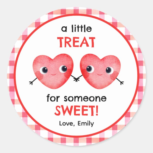 A little treat for a friend so sweet little hearts classic round sticker (Front)