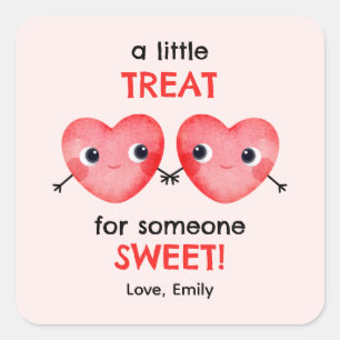 A little treat for a friend so sweet little hearts square sticker