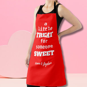A Little Treat For Someone Sweet   Red Valentine Apron