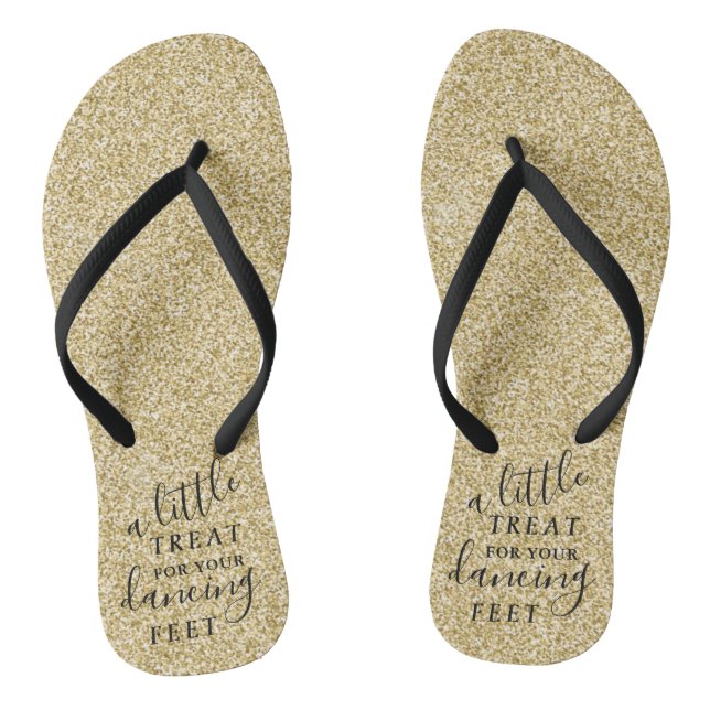 A Little Treat For Your Dancing Feet- Gold Glitter Flip Flops (Footbed)