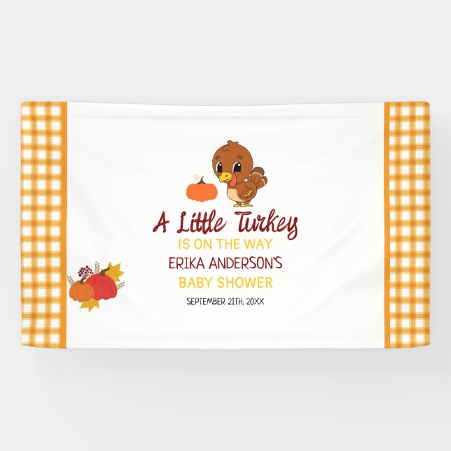 A Little Turkey Baby Shower Fall Thanksgiving  Banner (Horizontal)