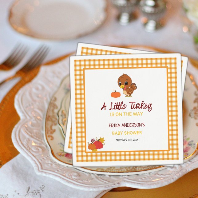 A Little Turkey Baby Shower Fall Thanksgiving  Napkin (Creator Uploaded)
