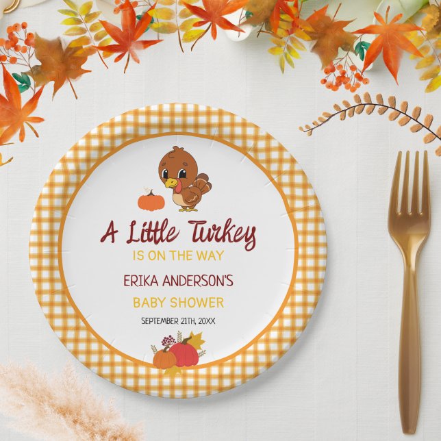 A Little Turkey Baby Shower Fall Thanksgiving  Paper Plate (Creator Uploaded)