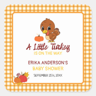 A Little Turkey Baby Shower Fall Thanksgiving Square Sticker