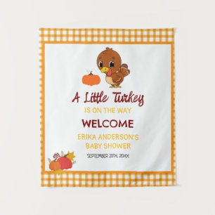 A Little Turkey Baby Shower Thanksgiving Backdrop Tapestry