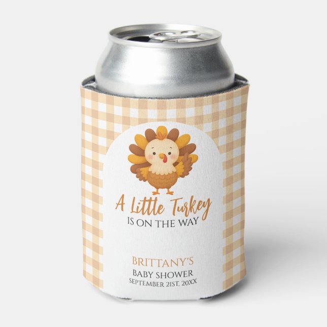 A Little Turkey Baby Shower Thanksgiving Can Cooler (Can Front)