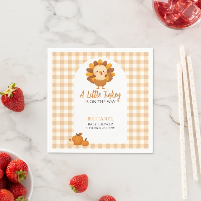 A Little Turkey Baby Shower Thanksgiving Napkin (Insitu)