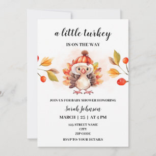 A Little Turkey fall baby shower invitation