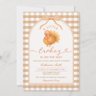 A little Turkey is on the way Baby Shower Gingham Invitation