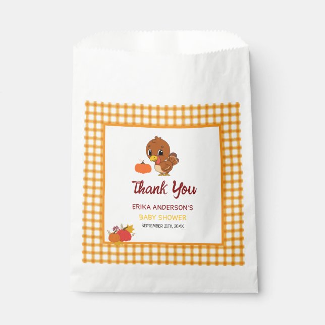 A Little Turkey Is On The Way Fall Thanksgiving  Favour Bags (Front)