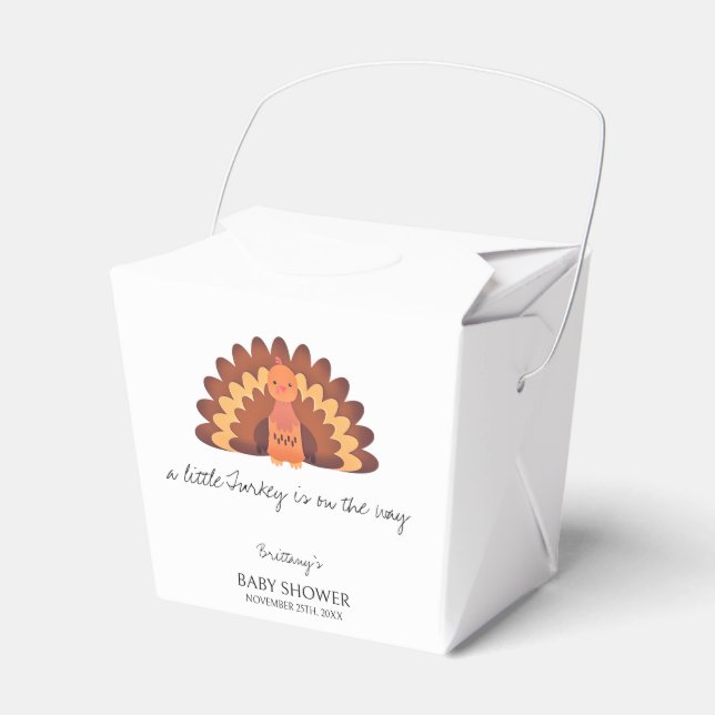 A Little Turkey Thanksgiving Baby Shower Favour Box (Front Side)