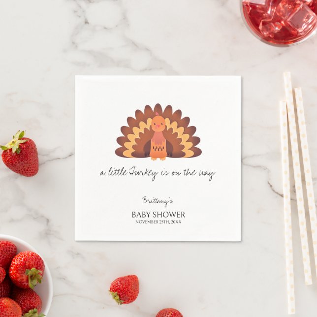 A Little Turkey Thanksgiving Baby Shower Napkin (Insitu)