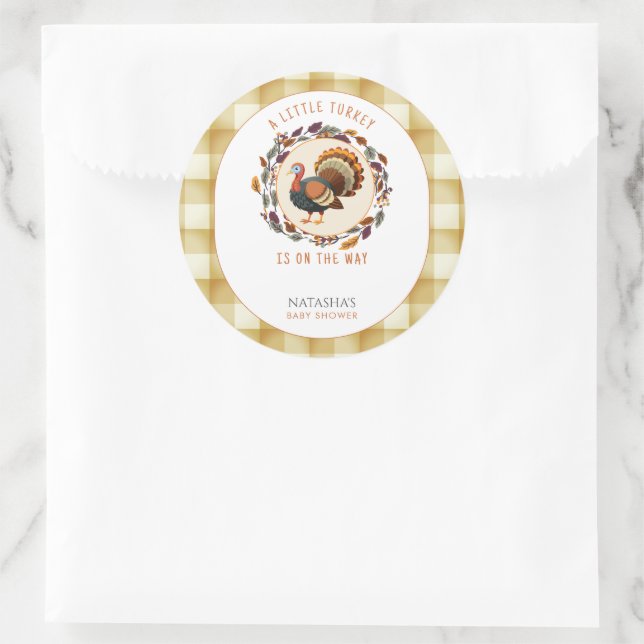 A Little Turkey Thanksgiving Fall Baby Shower Classic Round Sticker (Bag)
