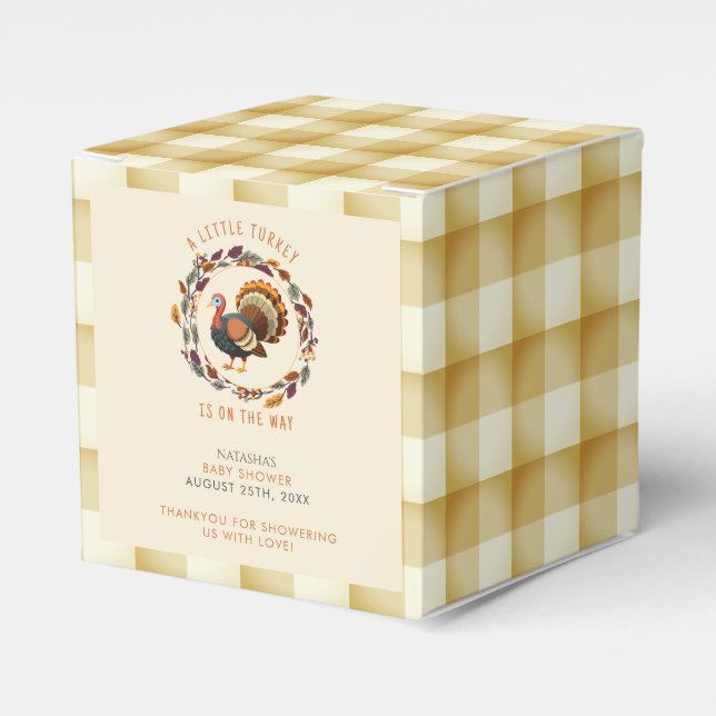 A Little Turkey Thanksgiving Fall Baby Shower Favour Box (Front Side)