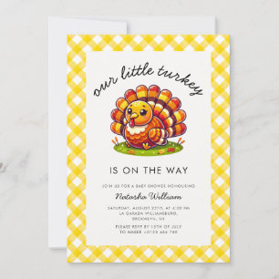 A Little Turkey Thanksgiving Plaid  Invitation