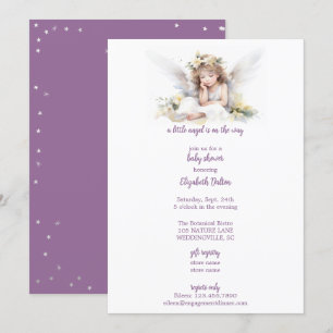 A Little Watercolor Angel Baby Shower Invitation