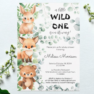 A Little Wild One Animals Eucalyptus Baby Shower Invitation