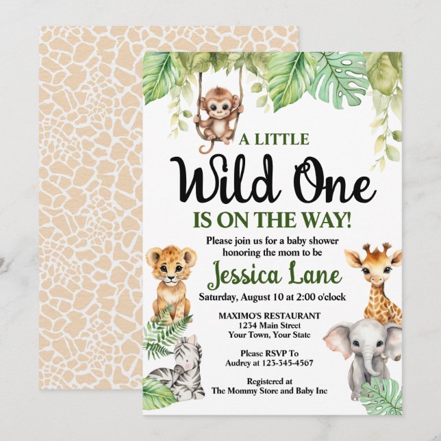 A Little Wild One Baby Shower  Invitation (Front/Back)