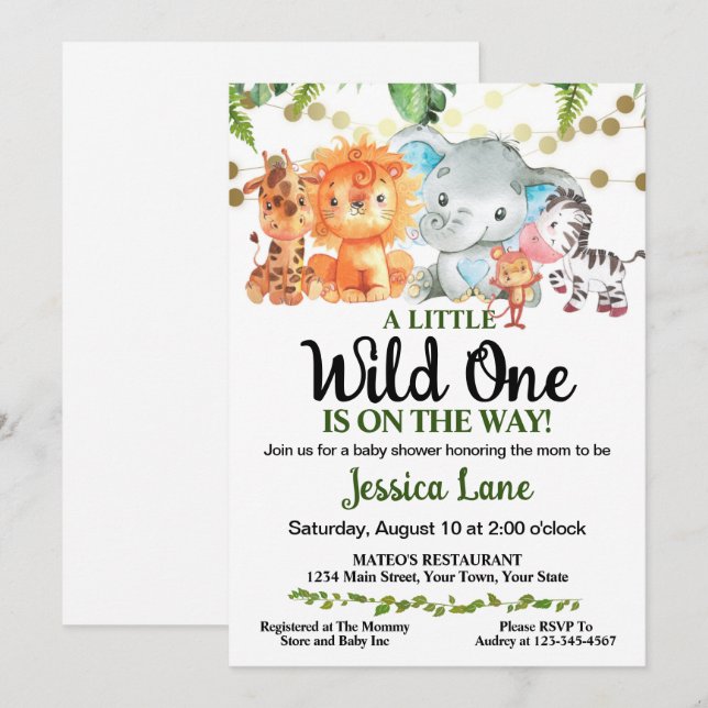 A Little Wild One Baby Shower  Invitation (Front/Back)